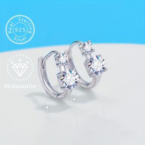 TEMU 1.2ct*2pcs 클래식 모아사나이트 장식 귀걸이, S925 스털링 실버 스터드 귀걸이, 소녀들을 위한 섬세한 파티 선물