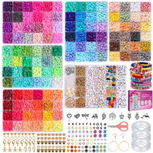 TEMU 12000pcs, 120 색상 DIY 팔찌 참 메이킹 키트, 디스크 폴리머 클레이 비즈 세트, DIY 수공예 목걸이 보석 제작에 적합, 6 상자, 선물로 이상적인 선택