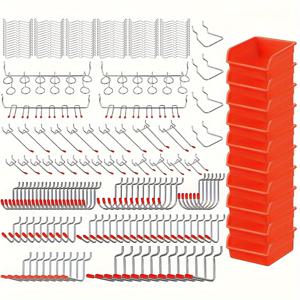 TEMU 238-조각 페그보드 후크 어셈블리, 다양한 도구를 정리하기 위한 페그보드 액세서리와 페그보드 바구니