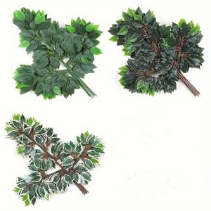 TEMU 6pcs Ficus 잎 인공 지점, 웨딩 아치 DIY 화환 홈 장식에 대한 가짜 녹지 식물 스프레이