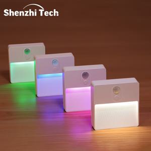 TEMU Shenzhi Tech 1개/2개 RGB LED 야간 조명 모션 센서 포함, USB 충전식