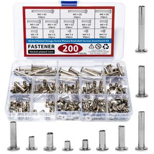 TEMU 200pcs Phillips Chicago Screws 은빛 바인딩 나사 포스트, 사진 앨범 스크랩북 확장 나사 모듬 키트, 지갑 벨트 안장 가죽 수리 용 10 가지 크기 M5 X 5/6/8/10/12/15/18/20/25/30MM