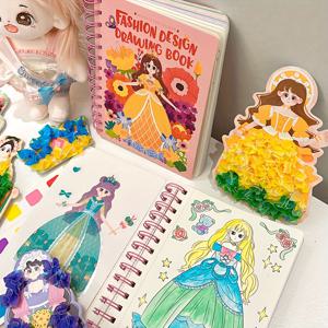 TEMU 3 In 1 Drawing Book, 수채화 퍼즐 펑크 페인팅, 스티커, DIY 종이 아트 크래프트 키트, 크리스마스 선물이 포함된 공주 드레스 업 활동 도서