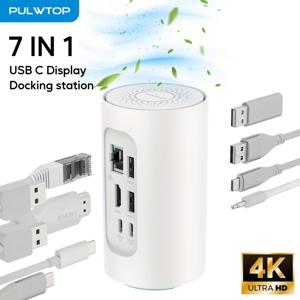 TEMU 음이온이 포함된 PULWTOP 노트북 도킹 스테이션, 10 In 1 USB C 도킹 스테이션 - 이더넷, USB C 노트북용 100W PD