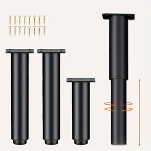 TEMU Adjustable Metal Furniture Legs, 5.12-9.45 Inch Extendable Height, Replacement Support Legs for Sofa, Vanity, Bed, Chair, Coffee Table, Set of 4 - Versatile Twist-to-Adjust Functionality