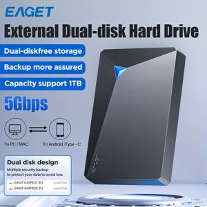 TEMU EAGET 1TB 휴대용 듀얼 디스크 하드 드라이브 - USB 3.0 외장 스토리지, PC, Mac, PS, Xbox용 플러그 & 플레이 - 생일 및 사랑하는 사람을 위한 이상적인 선물