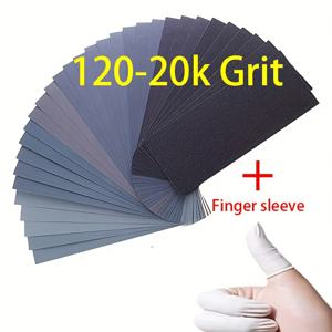 TEMU 120 ~ 20k 고급 샌드페이퍼 구색 목재 샌딩 금속 연마 시트, 15pcs 9.1 X 3.6 인치, H-YA, 15pcs 120 ~ 20000 용 핑거 코트가있는 습식 건식 샌드 페이퍼 버라이어티 팩