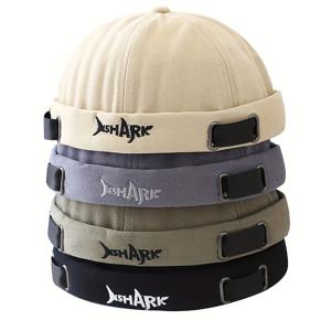 TEMU 새로운 패션 남자 여자 면화 beanies 편지 상어 자수 스트리트웨어 멜론 모자 skullies beanie|남자모자