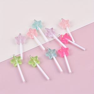 TEMU 10pcs 펜타그램 롤리팝 아크릴 펜던트 컬러풀 스타 캔디 아크릴 참스 주얼리 DIY 펜던트 이어링 목걸이 주얼리 액세서리