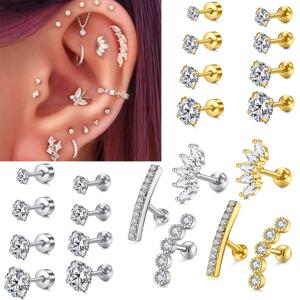 TEMU 11pcs 316L 스테인레스 스틸 연골 스터드 귀걸이 헬릭스 Tragus Daith 귀걸이 바디 귀 피어싱 쥬얼리|피어싱