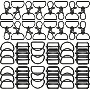 TEMU 56PCS 블랙 30mm 하드웨어 키 체인 후크와 D 링 세트, 키 체인 지갑 란야드 가방 걸이 용품 제작용|키링부자재