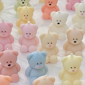 TEMU 1개 3D 앉은 곰 향초 실리콘 몰드, 귀여운 곰 양초 왁스 실리콘 몰드 수지 DIY 동물 양초 아로마테라피 수제 몰드, 점토 공예 가정 결혼식 파티 장식