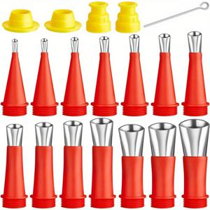 TEMU 18개의 코어킹 마무리 키트에는 14개의 재사용 가능한 스테인레스 스틸 코어킹 노즐 어플리케이터와 4개의 연결 베이스 교체가 포함되어 있습니다. 욕실, 주방, 문, 창문, 싱크 조인트를 위한 작업장용입니다.