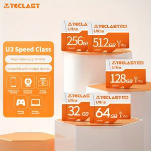 TEMU TECLAST TF 카드 고속 512GB 256GB 128GB 64GB 32GB XC V30 A1 U3 Class 10 HD 미니 메모리 카드 휴대폰/태블릿/카메라/SD 어댑터용 TF 카드