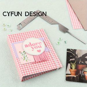 TEMU CYFUN DESIGN 금속 제본 도구 - DIY, 스크랩북, 노트북 및 앨범 제작용 5-in-1 스테인레스 스틸 북 커버 가이드 - 영어 설명서가 포함된 쓰기 표지자