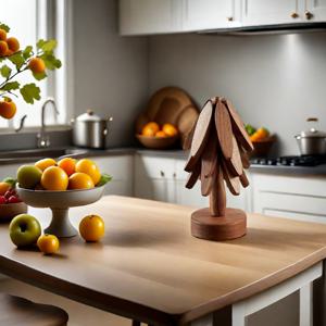 TEMU Wooden Tree Trivet Set of 3 - Decorative Heat-Resistant Pot Holders for Kitchen Countertop Protection - Ideal for Hot Dishes, Pots, and Teapots