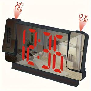 TEMU 듀얼 프로젝션 대형 LED 디지털 알람 시계 - 온도 및 시간 표시, USB 전원, 배터리 불필요, 홈 데코에 완벽 (배터리 미포함)