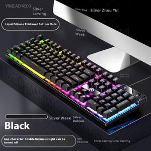 TEMU RGB 백라이트가 장착된 메카니컬 느낌의 게이밍 키보드, 유선 USB 연결, 풀 사이즈 레이아웃, 사용자 지정 가능한 다색 키캡 - 데스크탑 컴퓨터와 호환 가능|키보드