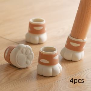 TEMU 단단한 나무 바닥 용 4pcs 고양이 발 의자 다리 보호대, 스크래치 및 소음으로부터 바닥을 보호하기위한 귀여운 실리콘 펠트 가구 다리 커버 패드, 의자 발을위한 부드러운 이동