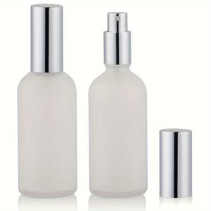 TEMU 100ml 유리 스프레이 병 2개, 3.4oz, 투명한 퍼퓸 분무기, 미세 분사, 은빛 분사기 - 여행 용품