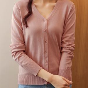 TEMU Solid Button Front Cardigan, 봄과 가을을 위한 캐주얼 롱 슬리브 카디건, 여성 의류