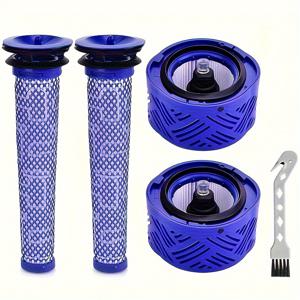 TEMU 4pcs 대용량 Dyson V6 절대 청소 무선 스틱 진공 청소기 교체, 2 팩 V6 후면 HEPA 필터 및 2 팩 V6 전면 필터 교체, 부품 번호 #966741-01 및 965661-01과 비교