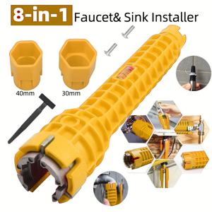 TEMU 멀티 기능 수도꼭지 렌치 싱크 설치 도구 수도관 스패너 택르 도구 화장실 욕실에 적합