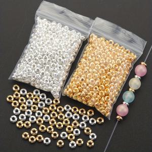 TEMU 3mm/4mm/5mm 주판 스타일 원형 합금 광택 분리 비즈, 위치 비즈, 금색 및 은색, 비즈 분리기, 팔찌 짜기 로프 비즈 재료, 루즈 비즈, 목걸이 장식, DIY 액세서리 및 용품 100/200/300/400/600개