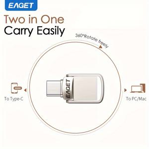 TEMU EAGET 듀얼 USB 3.2 플래시 드라이브 128GB/64GB/32GB - 타입 C 및 USB A 휴대용 썸 드라이브 - 컴퓨터, 맥, 스마트폰, 태블릿용 고속 USB C OTG 플래시 메모리 스토리지