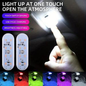 TEMU 무선 USB 충전식 LED 차량용 라이트 - 터치 센서, 8-LED 앰비언트 리딩 램프, 내부 루프용, 쉬운 설치