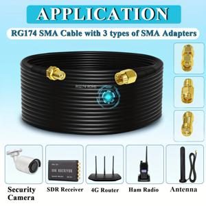 TEMU 5미터 SMA 남성-여성 동축 케이블 연장 케이블, 저손실 3개의 SMA 동축 어댑터 커넥터와 함께 SDR 라디오 수신기, 햄 라디오, CB 라디오, WiFi 라우터용 점퍼|와이파이증폭기