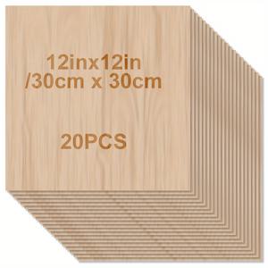 TEMU 공예용 나무 시트 - 12 X 12 X 1/12in - 2mm 두께의 매끄러운 사각형 나무 판으로 레이저 커팅, 건축 모형, 염색에 사용되는 4개/8개/12개/20개의 나무 시트