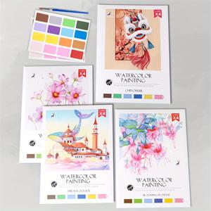 TEMU 4pcs/set 중국식 수채화 그림, 꽃 색칠 공부, 그래피티 그림책, DIY 구아슈 드로잉 종이 카드, 생일 휴일 새해 선물 (자체 제작 페인트 및 1개의 페인트 브러시) 예술 그림 키트