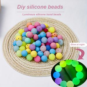 TEMU 40pcs 빛나는 DIY 실리콘 비즈 마카롱 고무 느낌 페인트 캔디 컬러 스트레이트 홀 라운드 비즈, 배낭 체인 휴대 전화 체인 페르시 루즈 비즈 소재 액세서리