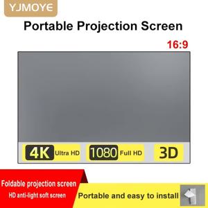 TEMU YJMOYE 프로젝터 스크린 16:9 반사성 패브릭 천 프로젝션 스크린 LCD LED 시리즈 비디오 프로젝터용