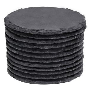 TEMU Dofiki Marble Coasters Set of 8, Round 4-Inch Hand Washable Drink Mats, Engravable Black Slate for Bar, Kitchen, Table Decor, Cup Protection, DIY Crafts