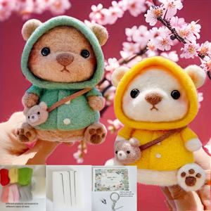 TEMU 1pc 작은 곰 손으로 만든 DIY 창조적인 바늘 펠트 선물 수제 키링 휴일 선물|인형키링