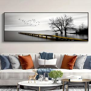 TEMU 1pc Unframed Creative Canvas 포스터, 호수 풍경 그림에 다리, 방수 무취 캔버스 벽 예술, 생일 선물, 침실, 사무실, 거실, 벽 장식, 가정 및 기숙사 장식을 위한 삽화 벽화