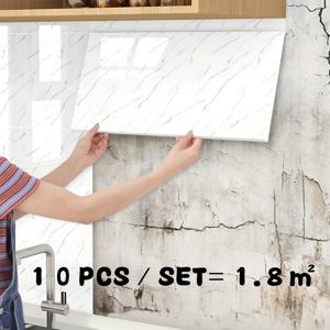 TEMU 10pcs 1.8m2 검은 대리석 패턴, 모조 타일 주방 방수 스티커, 방수 방습 PVC 알루미늄 플레이트 자체 접착 벽 스티커, 접착 자체 접착 벽 플레이트를 사용한 벽 마스킹 혁신