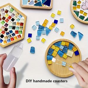 TEMU COOSTEE DIY 유리 모자이크 코스터 키트 - 창의적인 목공 공예 세트, 다양한 색상, 수제 홈 데코 선물