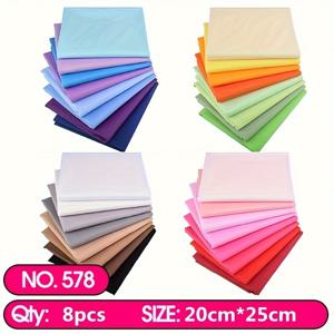 TEMU 8pcs DIY 무지개 면 직물 단색 의류 바느질 퀼트 봉제 천 패치워크 액세서리 20x25cm 순수 컬러 직물 일반 색상 면 수제 DIY 패치워크 퀼트 천 번들 바느질 스크랩북 Artcraft|원단