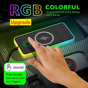 TEMU 고속 자동차 무선 충전기 - 실리콘 미끄럼 방지 USB 충전 매트, RGB LED 분위기 조명 RGB 호흡 라이트 자동차 미끄럼 방지 매트 iPhone 15 14 삼성 S23 S22 휴대 전화 무선 충전 미끄럼 방지 매트