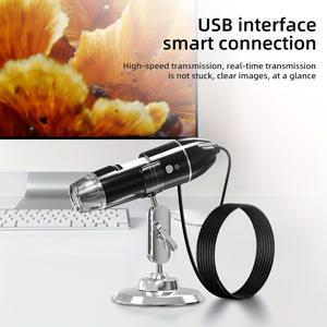 TEMU 인스캠 1600X HD 디지털 USB 현미경 카메라, 200W/30W 픽셀 배율, 3-in-1 PC 호환, 배터리 없음, 영어, 산업 검사, 섬유 분석, 곤충 및 식물 검사용