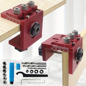 TEMU 1 Set 3 In 1 Doweling Jig Kit, 드릴링 가이드 로케이터, 이동식 구멍 펀처 가방 캐비닛 가구 용 구멍 지그 목재 도구