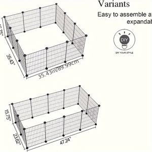TEMU 3/6/12개 세트 작은 동물 울타리, 실내 및 실외 사용을 위한 작은 동물 울타리, 토끼, 햄스터, 강아지, 새끼 고양이를 위한 휴대용 금속 와이어 울타리, 14.5