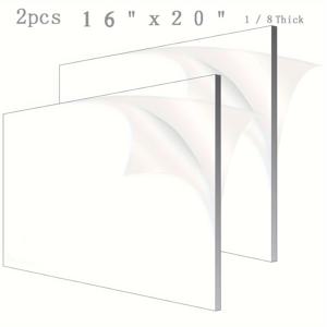 TEMU 2개 16x20인치 투명 아크릴 시트, 1/8인치 두께 보호 필름 포함 - DIY 공예, 사진 프레임 유리 교체 및 예술 프로젝트에 완벽