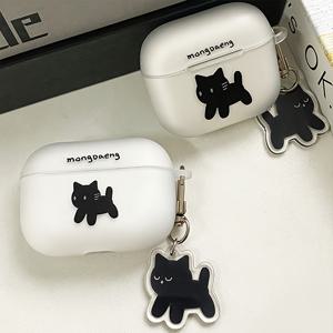 TEMU 아이폰용 검은 고양이 이어폰 케이스, AirPods 1/2 세대용 보호 이어폰 케이스, 남자친구/여자친구를 위한 선물로 AirPods 3/Pro/Pro2용 새로운 무선 이어폰 보호 케이스