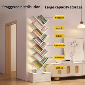 TEMU 대용량 나무 모양 바닥 책장 - 독립형, 다색상 수납 정리대, 가정 및 사무실용|책꽂이|책장
