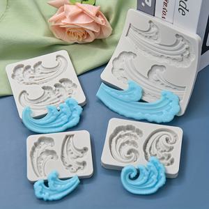 TEMU 4pcs, 바다 파도 퐁당 금형, 3D 실리콘 금형, 캔디 금형, 초콜릿 금형, DIY 케이크 장식 도구, 베이킹 도구, 주방 가전제품, 주방 액세서리, 가정용 주방용품