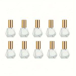 TEMU 10pcs 미니 포켓형 클리어 유리 롤러 병, 8ml/0.27oz DIY 여행용 에센셜 오일 롤 온 병 스테인레스 스틸 볼 골든 캡과 함께